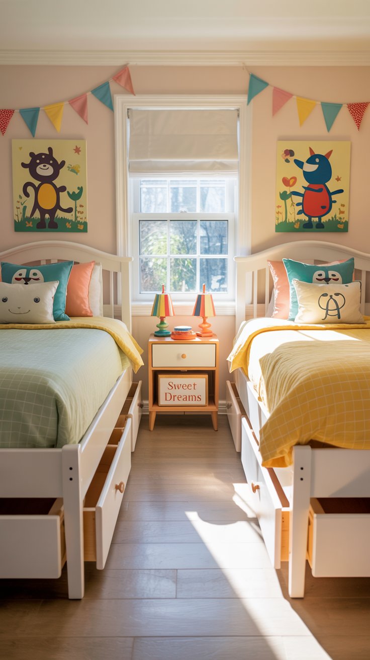 Bright and Playful Twin Bed Setup