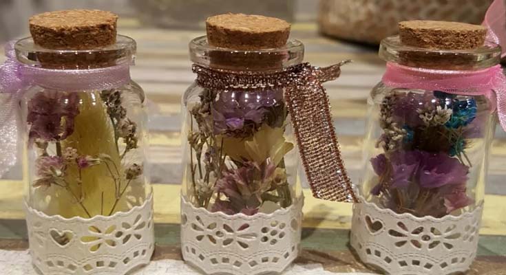 Customize Pantry Jars and Bottles with Dried Flowers