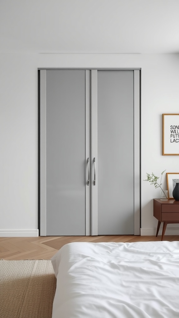 Chic sliding door wardrobe in a modern bedroom setting
